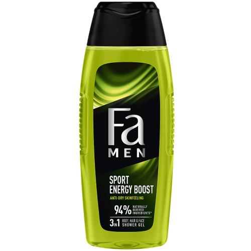 Fa Men Sport Energy Boost 3 in 1 Shower Gel Ανδρικό Αναζωογονητικό Αφρόλουτρο με Άρωμα Γκουαρανά & Τζινσενγκ για Σώμα, Μαλλιά & Πρόσωπο 400ml